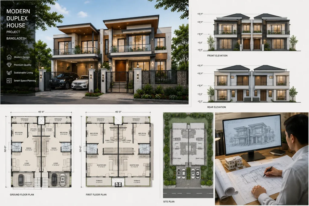Modern duplex house design cost guide in Bangladesh