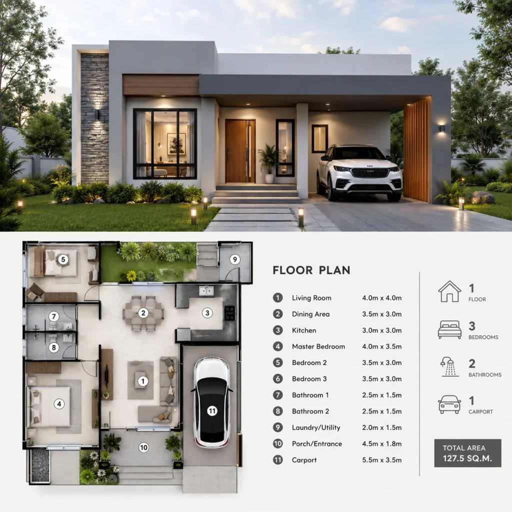 3D Exterior and Floor Plan Design